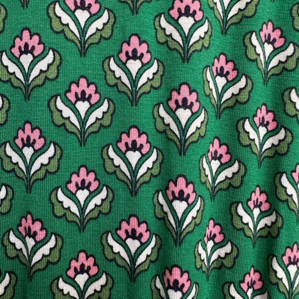 Boden Women's Chic Preppy Green Jersey Midi Stretch Dress Highland Geo Size 14 - Picture 8 of 14
